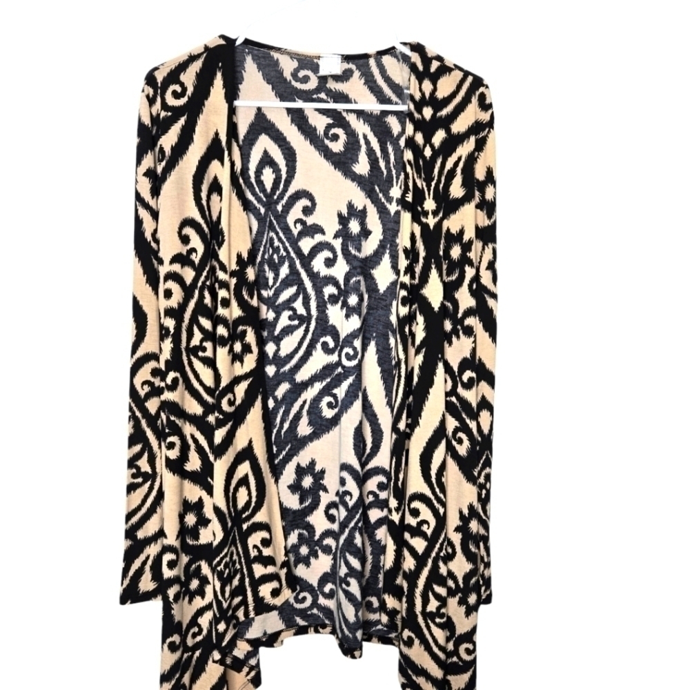 Honey Me Womens Paisley Print Open Front Lightweight Stretch Cardigan Medium